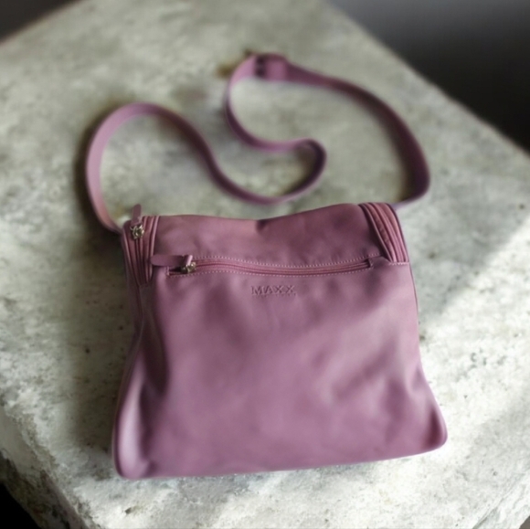 Maxx New York Vintage 100% Lilac Leather Shoulder Crossbody Bag - Picture 2 of 14